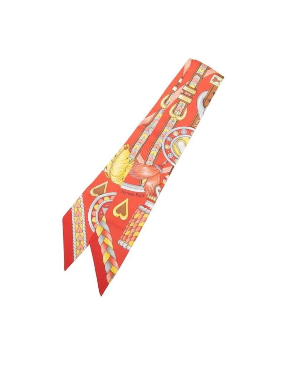 Hermes Twilly Harnais de Cœur Scarf Red Multicolor Silk